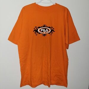 Vintage FILA Short Sleeve T-Shirt Men's Size Large Orange Made In USA